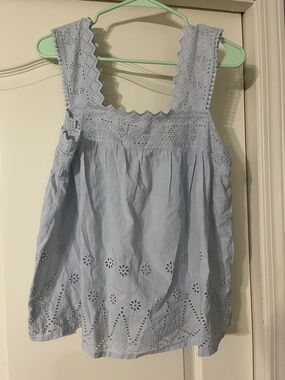 NW Angels Light  Blue Eyelet Sleeveless Cotton Top